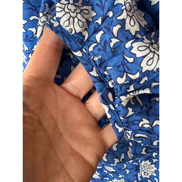 J Crew Dress Women XS Blue Floral Embroidered Midi Preppy Boho Cottagecore - Picture 10 of 15